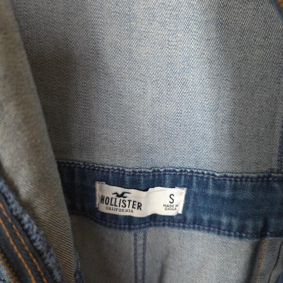 Hollister Medium Wash Denim Front Zip Overall Jumpsuit Size S - Picture 8 of 10